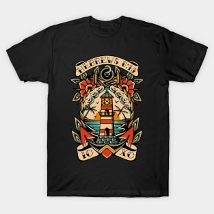 Anchor Lighthouse American Traditional Tattoo Flash T-Shirt